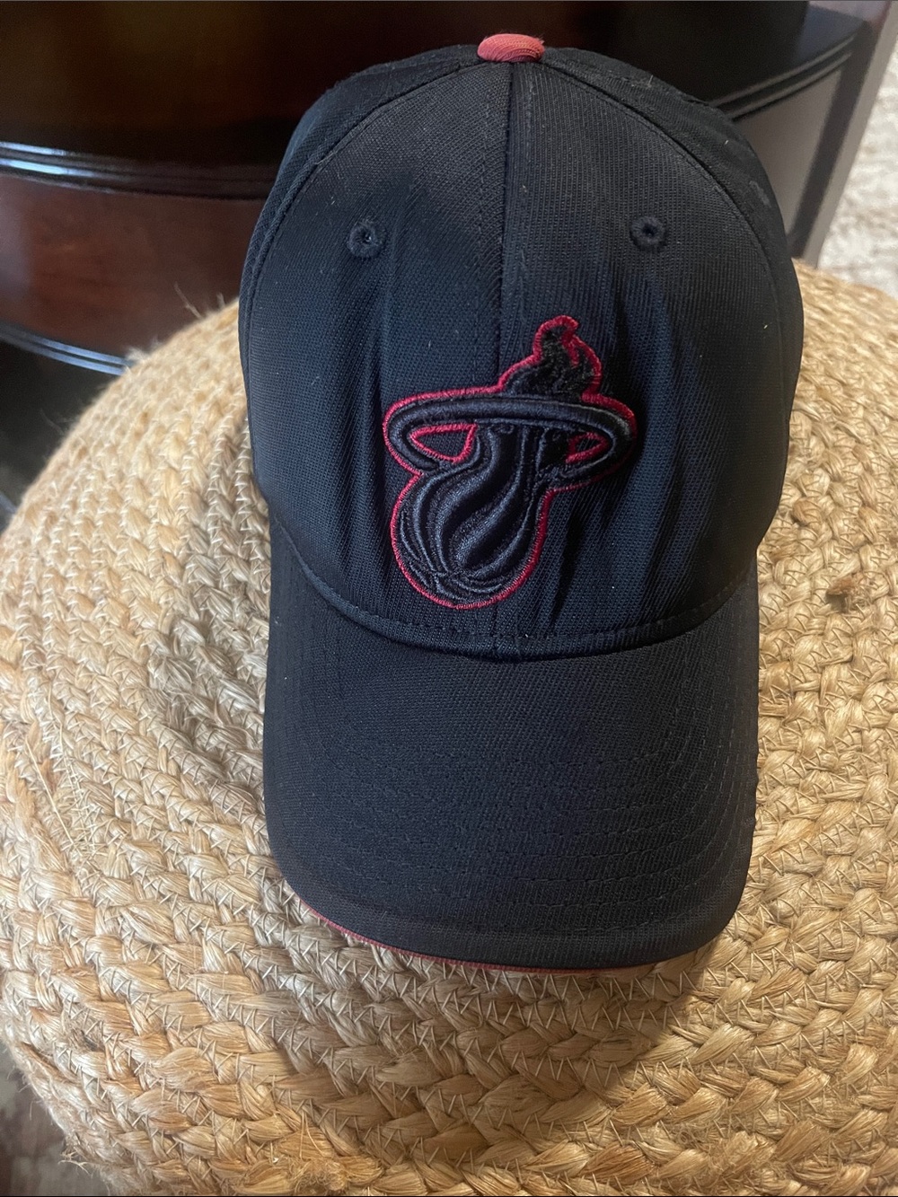 Adidas Black and Red Men’s Baseball Cap with Embroidered Miami Heath Flame Logo
